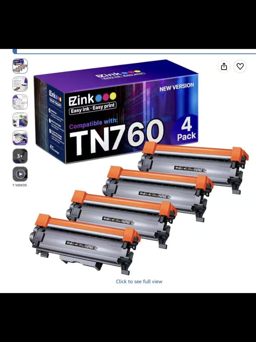 Ezink TN760 Compatible Toner 4-Pack - Black with Orange Accents